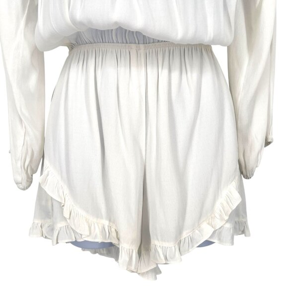 Fraiche By J White Off-Shoulder Ruffle Hem Romper Size Small - Picture 8 of 13